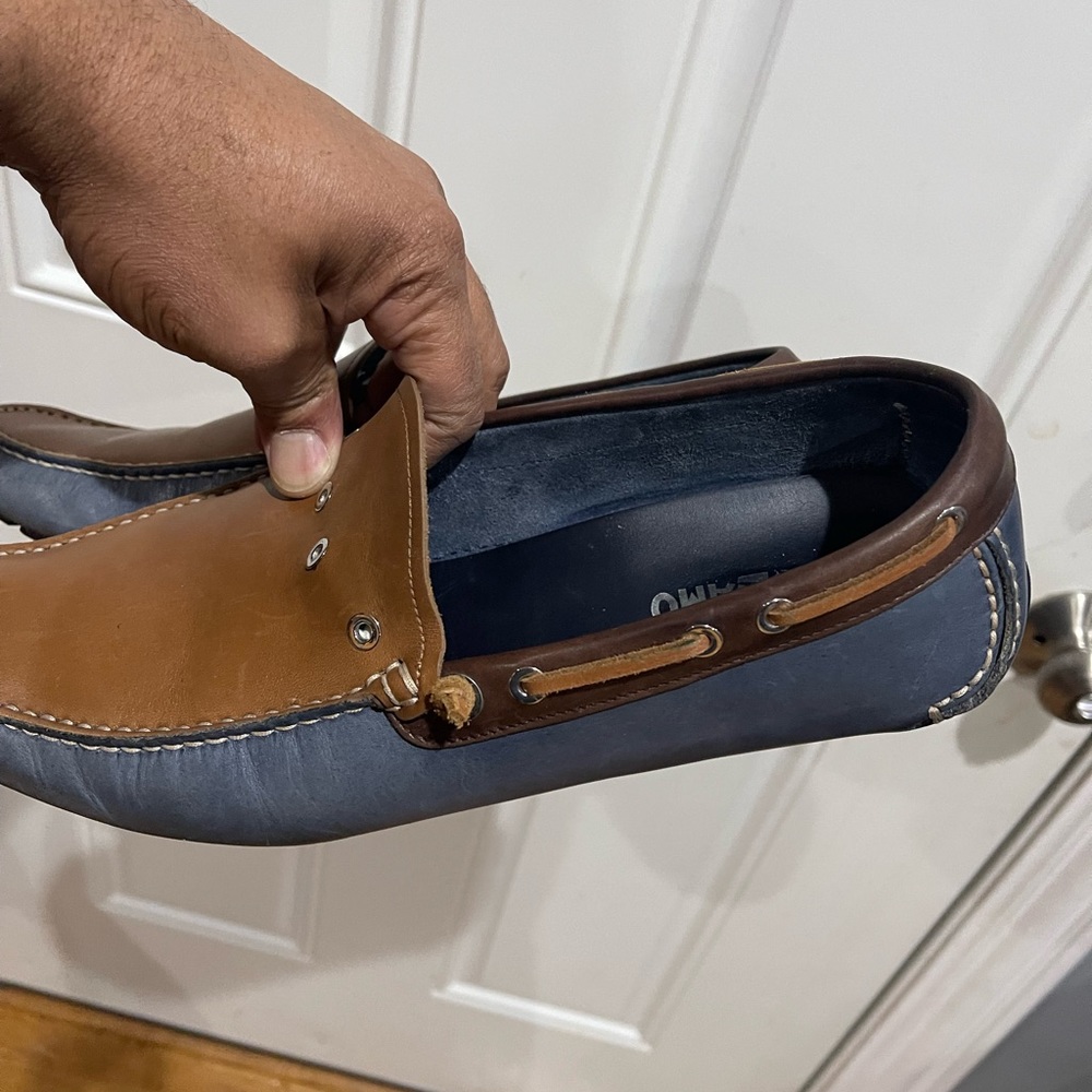 Rare Salvatore Ferragamo Driving Shoes Blue/Tan Sz 10.5 D - Picture 10 of 16